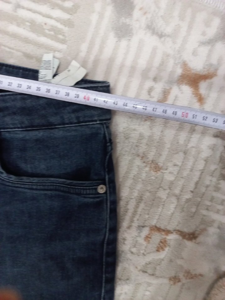 Lacivert Bol Kesim Midi bay Kot Pantolon - Görsel 3