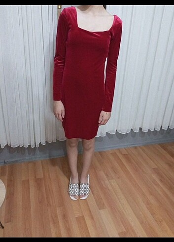 s Beden S uyumlu jadife elbise