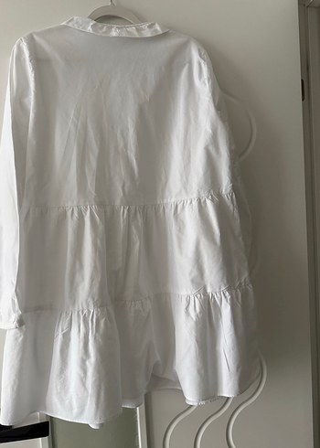 Zara Fırfırlı Beyaz Keten elbise