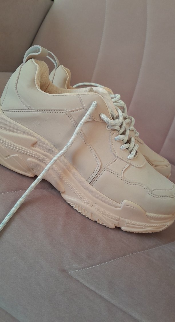 Bej Platform Topuklu Kadın Spor Ayakkabı - Görsel 4