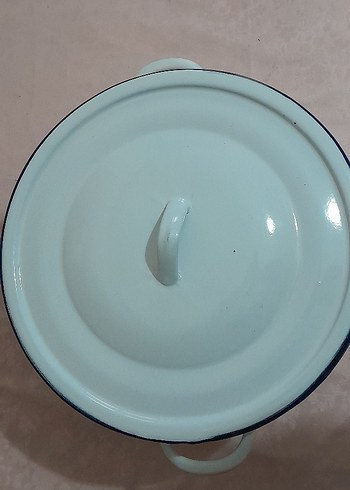 Çilek Desenli Beyaz Emaye Tencere - Görsel 2