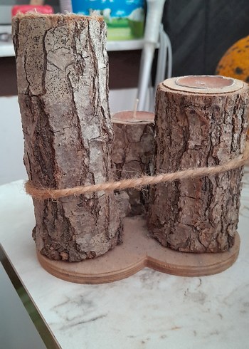 Doğal Kütük Mumluk Seti - Görsel 3