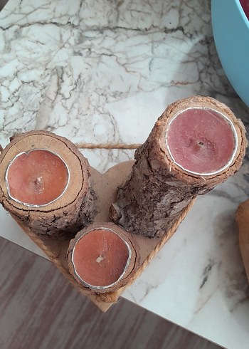 Doğal Kütük Mumluk Seti - Görsel 2