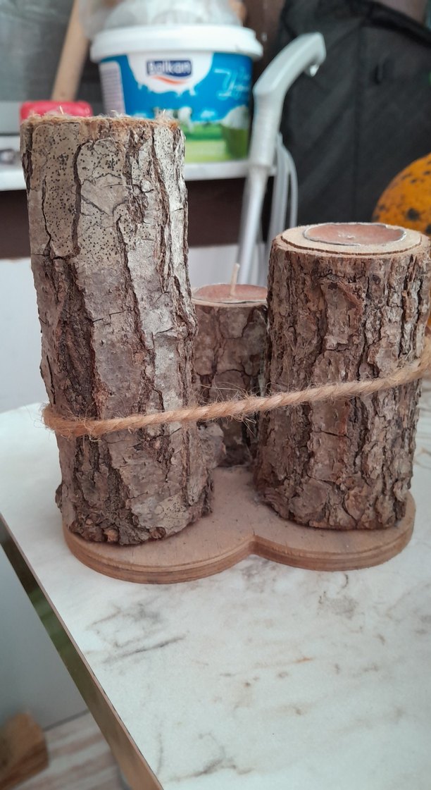 Doğal Kütük Mumluk Seti - Görsel 3