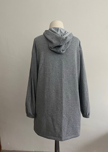 Gri Kapüşonlu Fermuarlı Kadın Sweatshirt - Görsel 3