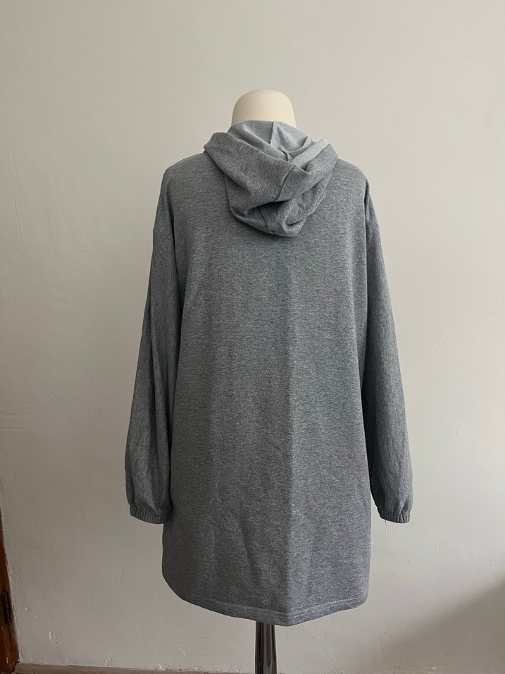 Gri Kapüşonlu Fermuarlı Kadın Sweatshirt - Görsel 3