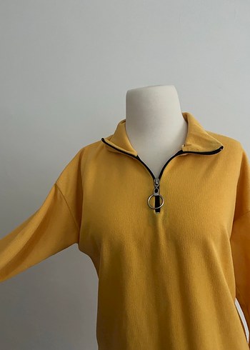 Sarı Yarım Fermuarlı Kadın Tunik - Görsel 2