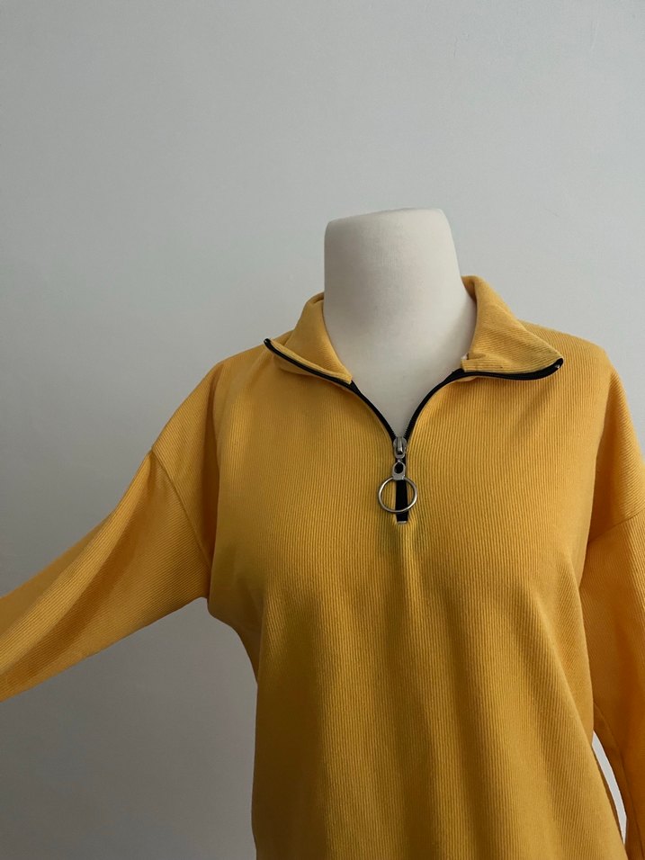 Sarı Yarım Fermuarlı Kadın Tunik - Görsel 2