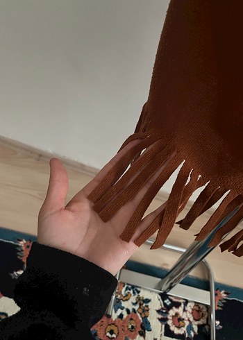 Püsküllü Kahverengi Bohem Triko Elbise - Görsel 2