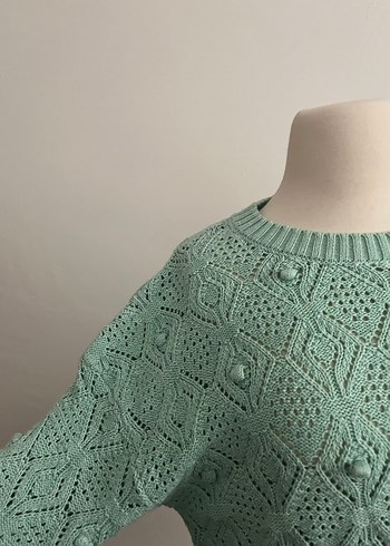 Yeşil Bohem Örgü Kadın Kazak - Görsel 2
