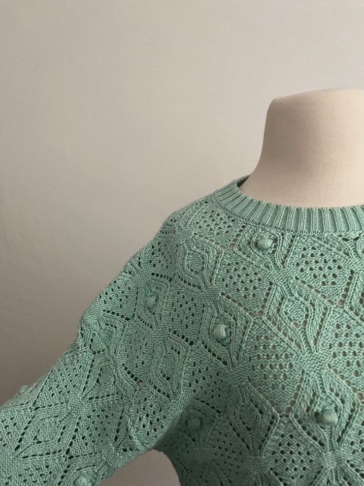 Yeşil Bohem Örgü Kadın Kazak - Görsel 2