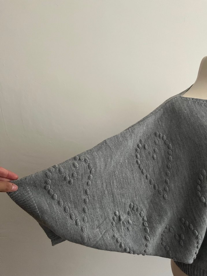 Gri Kadın Örgü Triko Kazak - Görsel 2