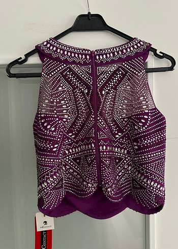 Mor İşlemeli Uzun Abiye Elbise - Görsel 5