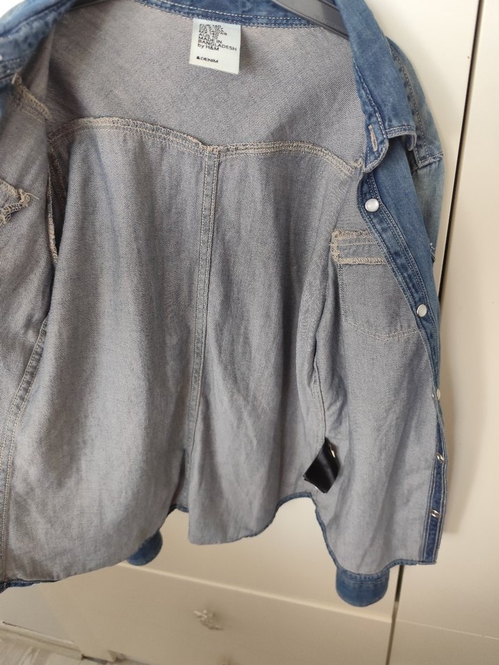 Düğmeli Loose Fit Denim Gömlek - Görsel 5