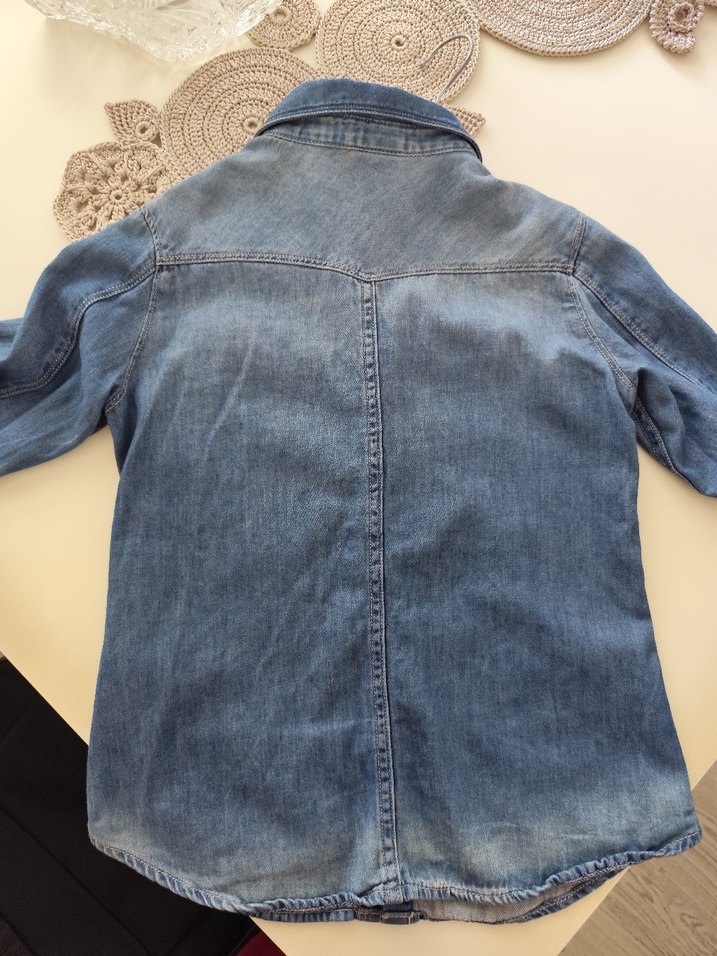 Düğmeli Loose Fit Denim Gömlek - Görsel 2