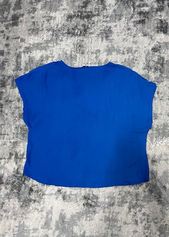 Mavi Kısa Kollu Kadın Bluz - Görsel 2