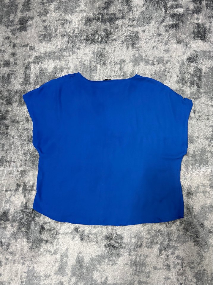 Mavi Kısa Kollu Kadın Bluz - Görsel 2