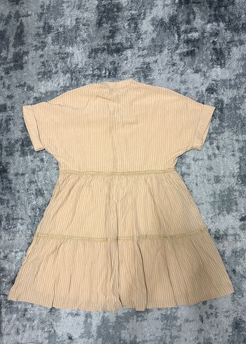 Bej Nakışlı V Yaka Bohem Midi Elbise - Görsel 2