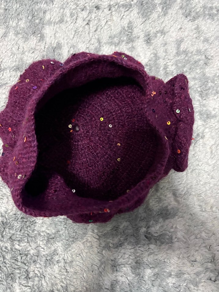 Mor Payetli Örgü Kadın Bere - Görsel 3