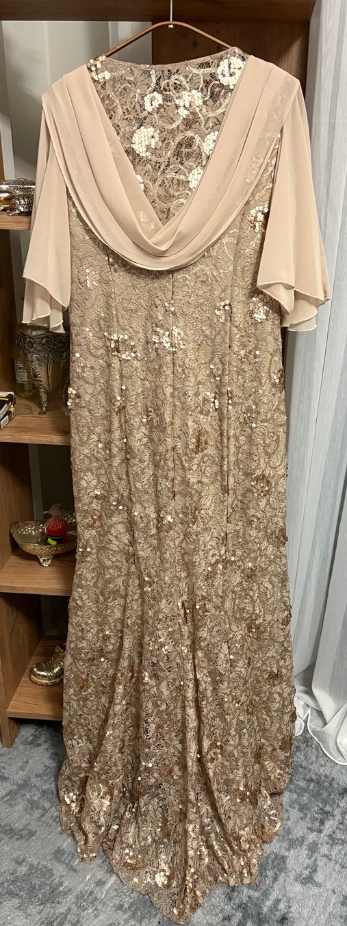 Nakışlı Bej Uzun Abiye Elbise - Görsel 2