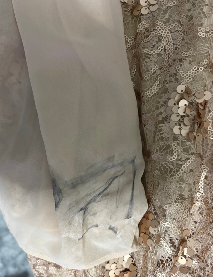 Nakışlı Bej Uzun Abiye Elbise - Görsel 3