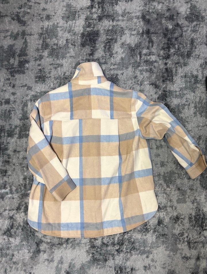 Bej Ekose Kadın Polar Gömlek - Görsel 2