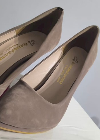 Bej Süet Stiletto Kadın Ayakkabı