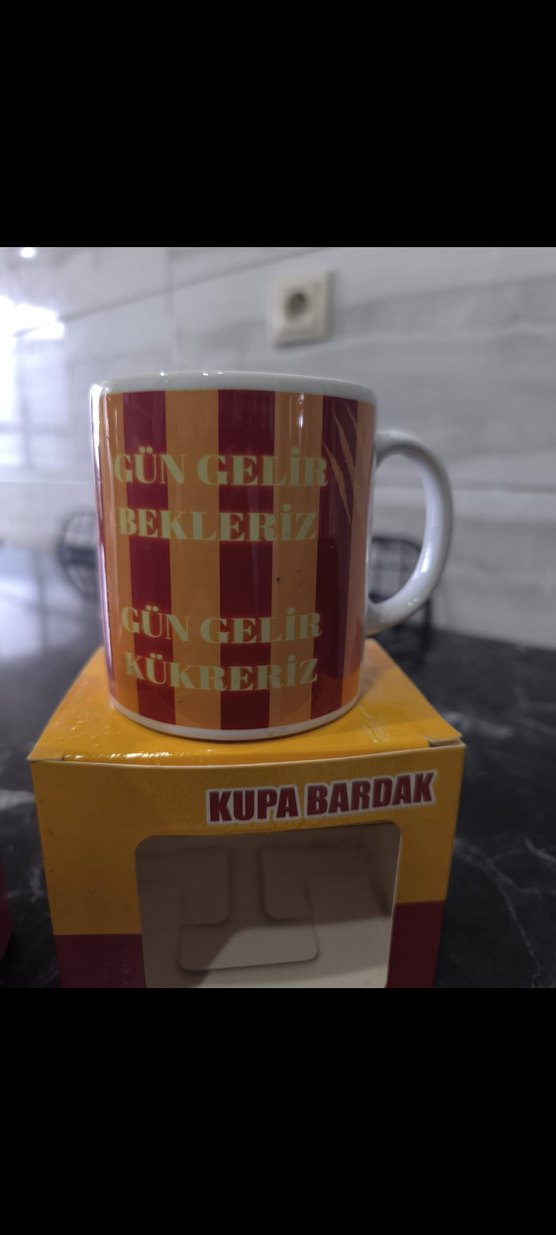 Kahverengi Yazılı Seramik Kupa - Görsel 5