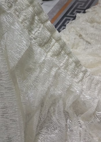 Beyaz Parlak Bohem Tarzı Perde iki parça set - Görsel 7