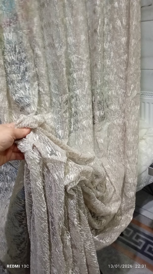 Parlak Bej Bohem Tarzı Perde - Görsel 3