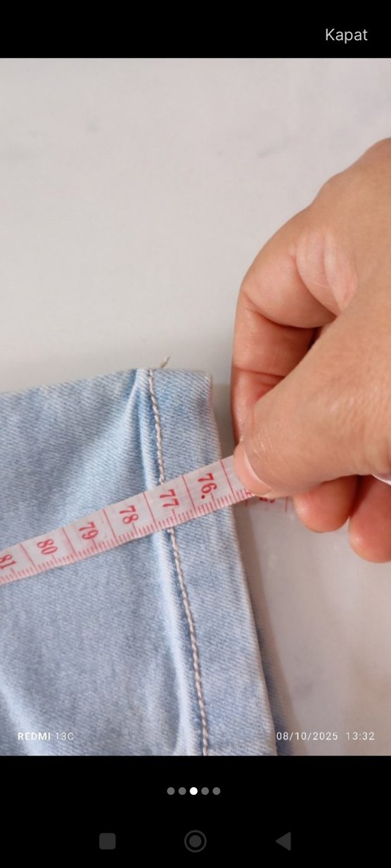 Düğmeli Mavi Midi cocuk Jean - Görsel 4