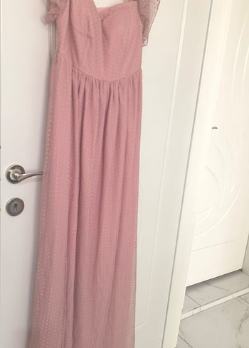 Puantiyeli, Askısız, Pilili Uzun Elbise - Görsel 6