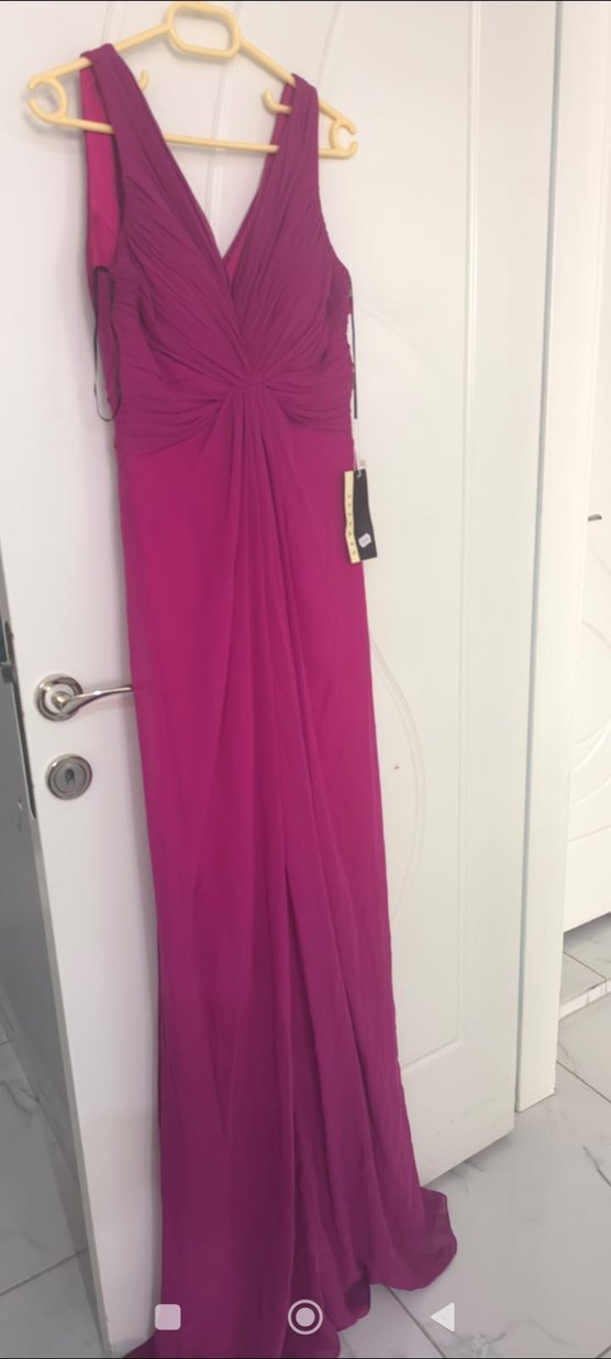 Puantiyeli, Askısız, Pilili Uzun Elbise - Görsel 4