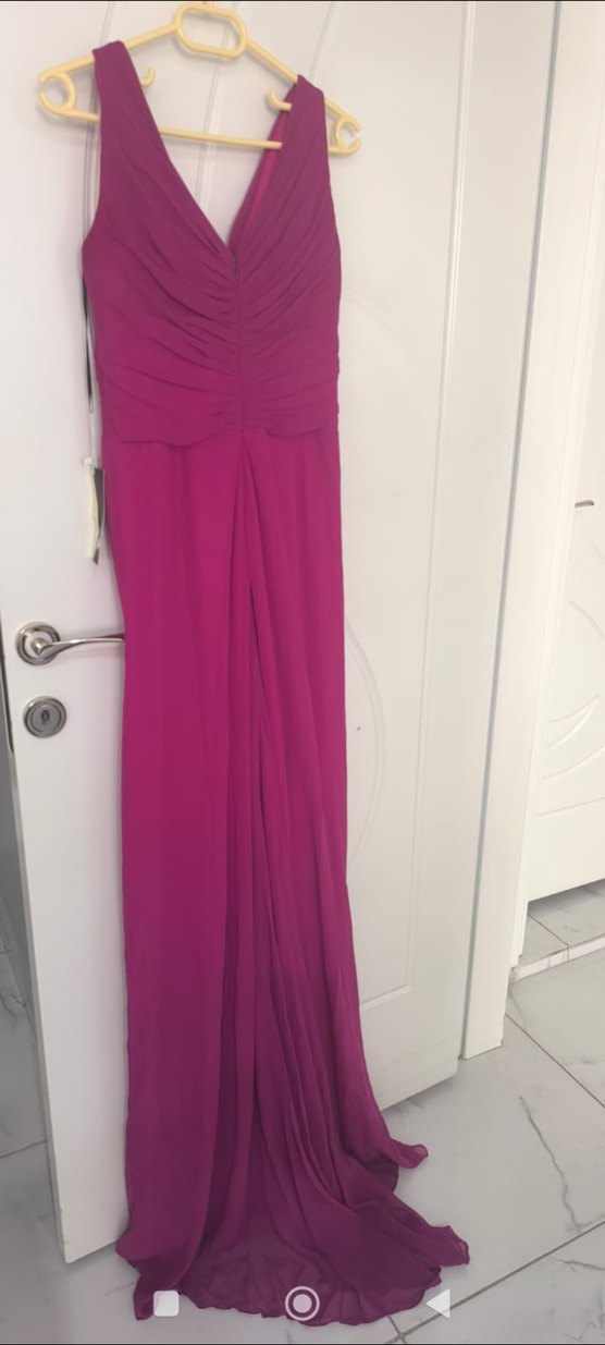 Puantiyeli, Askısız, Pilili Uzun Elbise - Görsel 5