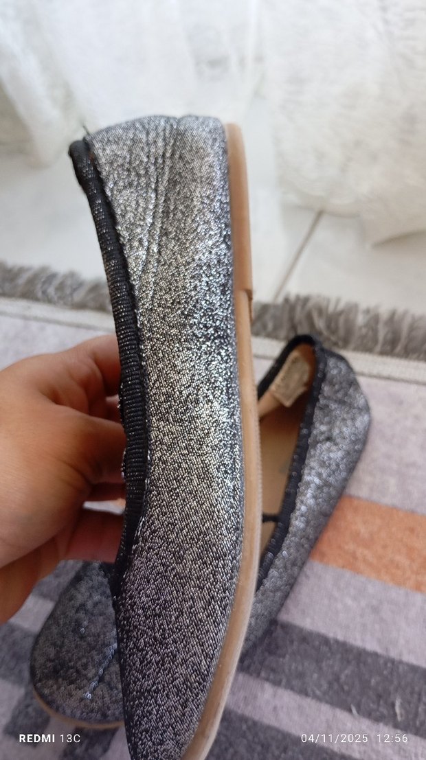 Kız Çocuk Gri Tokalı Babet Ayakkabı - Görsel 3