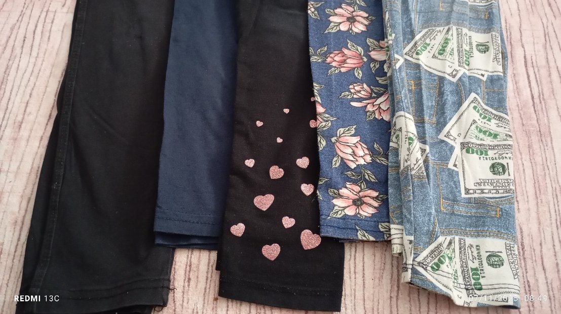 Kız Çocuk Denim Taytlar, Pilili, Çok Renkli - Görsel 2