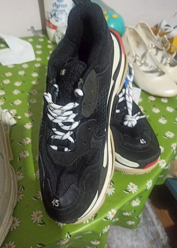 45 Beden Siyah Kadın Spor Ayakkabı Velcro Detaylı
