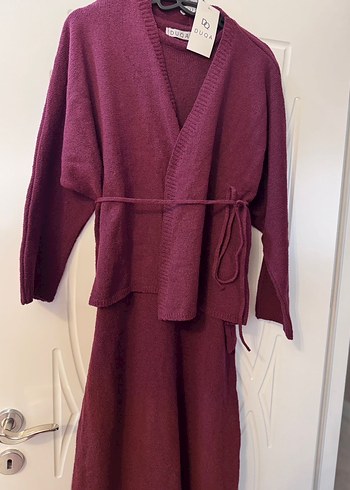 Bordo Kadın Uzun Triko Elbise - Görsel 4