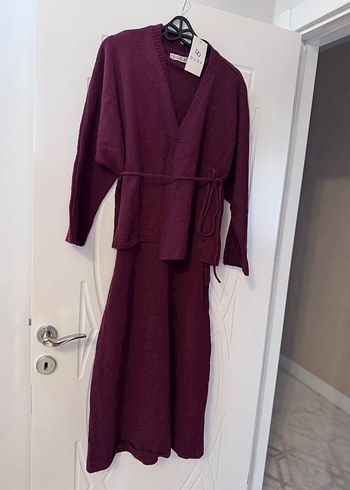 Bordo Kadın Uzun Triko Elbise - Görsel 3