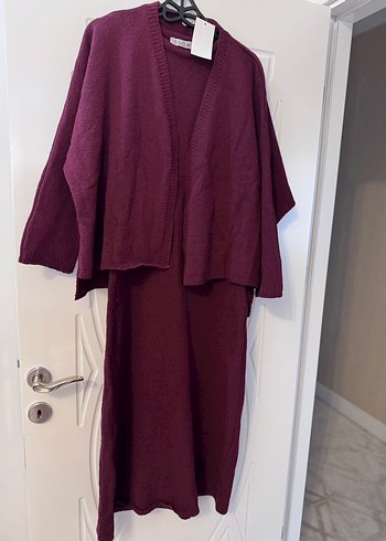 Bordo Kadın Uzun Triko Elbise - Görsel 2