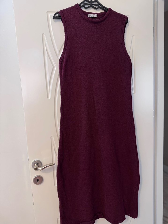 Bordo Kadın Uzun Triko Elbise - Görsel 5