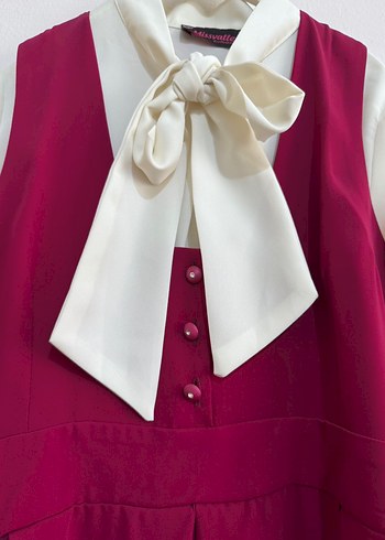 Mor Uzun İpek Dokulu Halter Yaka Elbise - Görsel 3