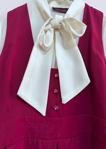 Mor Uzun İpek Dokulu Halter Yaka Elbise - Görsel 5