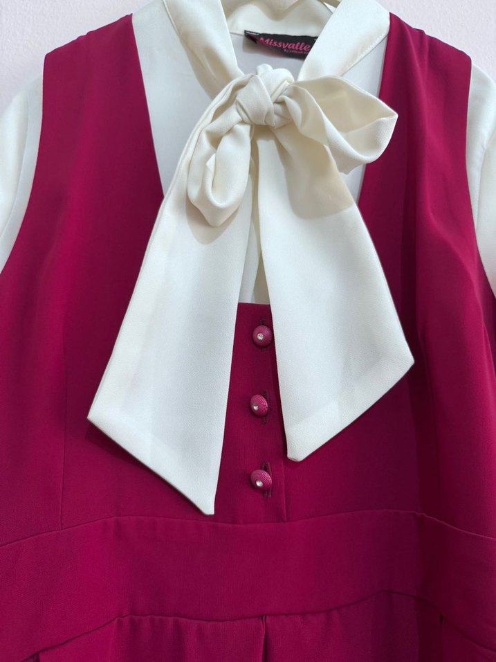 Mor Uzun İpek Dokulu Halter Yaka Elbise - Görsel 5