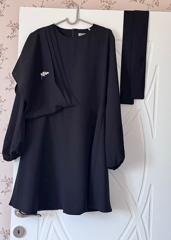 Siyah Uzun Kollu Midi Tesettür Takım - Görsel 7