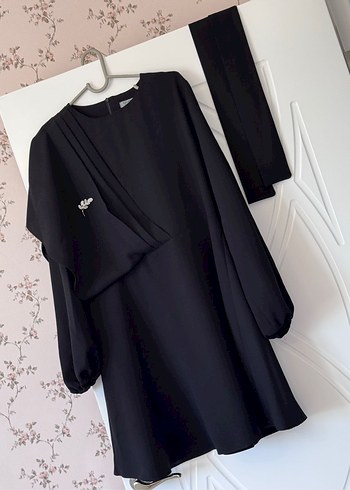 Siyah Uzun Kollu Midi Tesettür Takım - Görsel 5