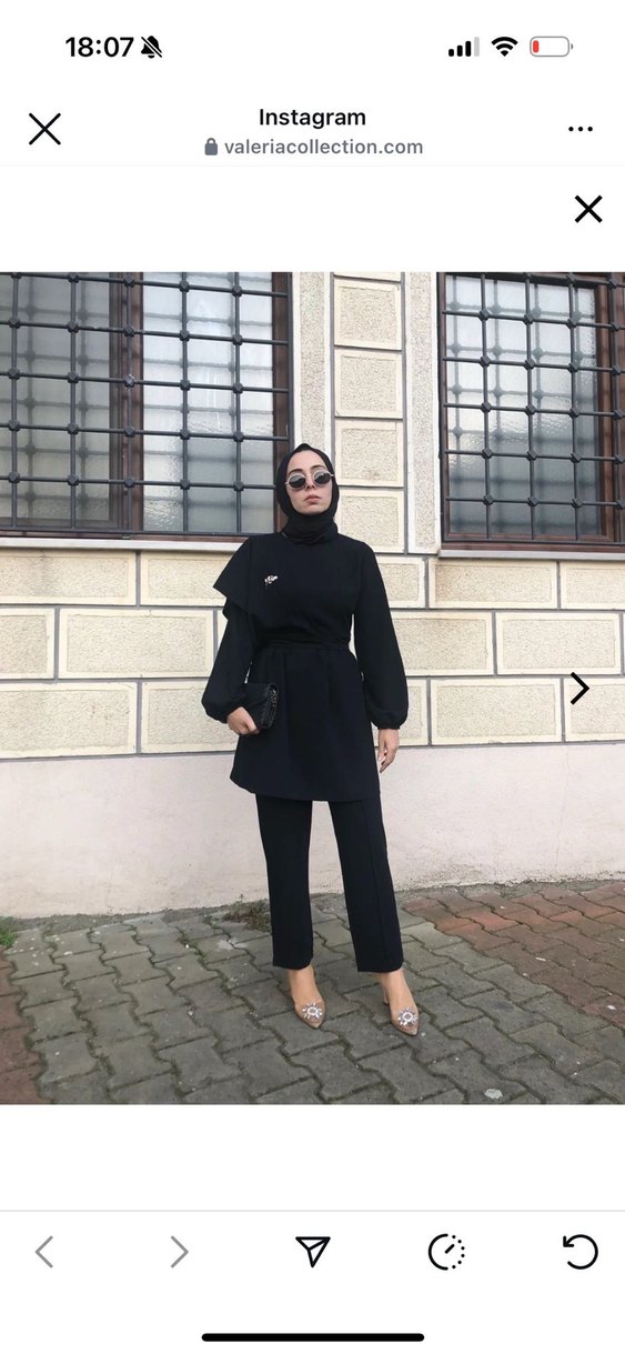 Siyah Uzun Kollu Midi Tesettür Takım - Görsel 2