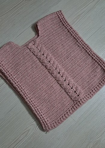 Kız Çocuk Bej Örgü Süveter yandan bagcklı - Görsel 2