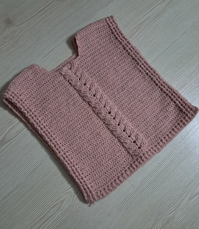 Kız Çocuk Bej Örgü Süveter yandan bagcklı - Görsel 2