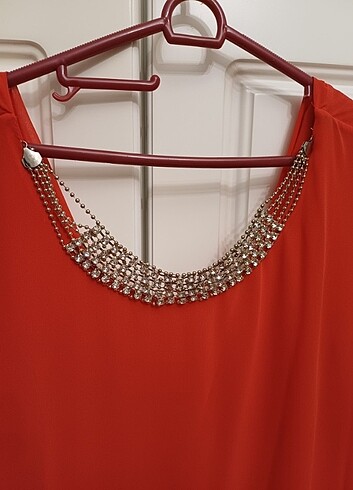 Nar çiçeği   şifon  abiye - Görsel 6